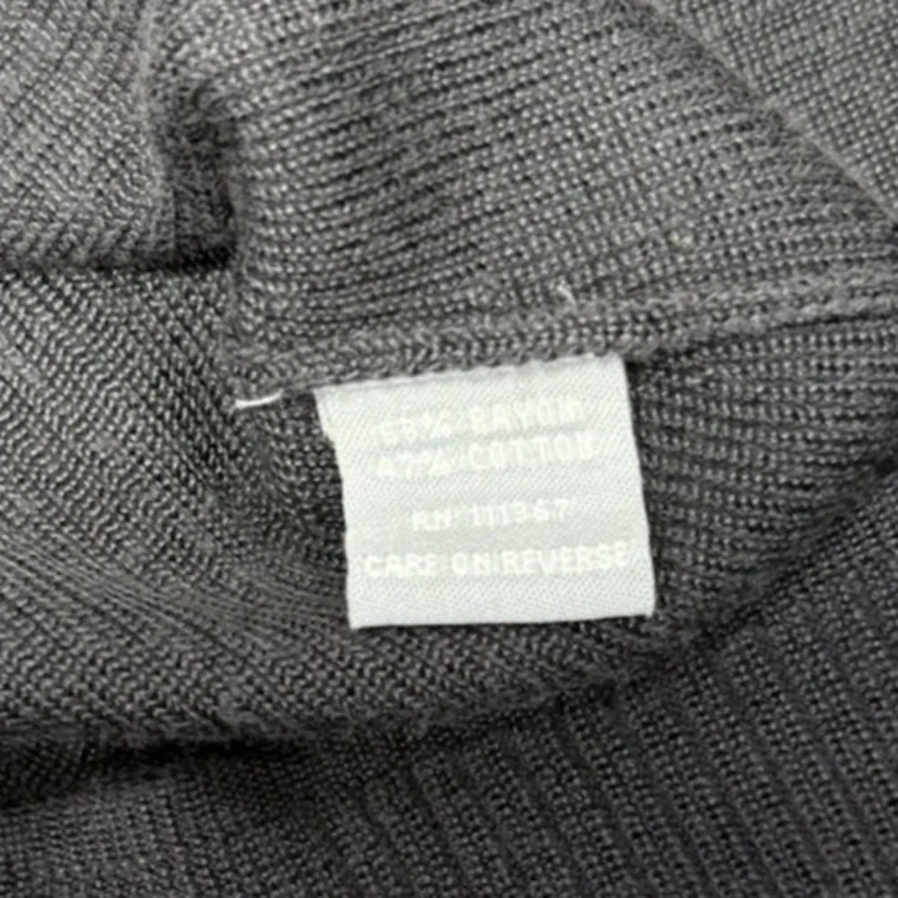 LOULOU Womens M Black Cardigan Sweater V Neck Ribbed Button Front Cotton Rayon